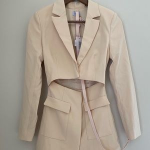 Oh Polly | Beige structured/tailored cut out blazer dress | NWT
